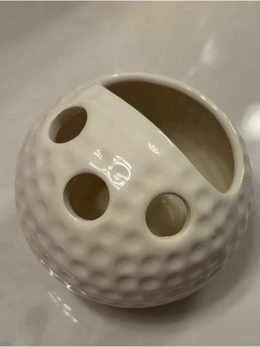 Golf ball toothbrush holder ceramic